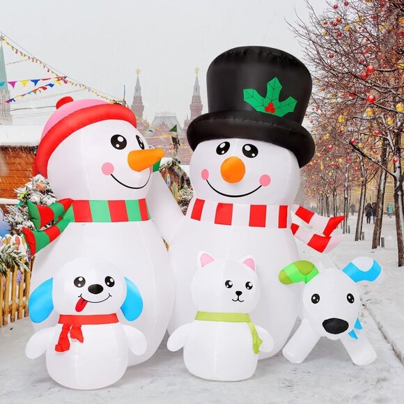 6.8FT Christmas Inflatable Snowman Family Outdoor Yard Decor w/ LED Lights Xmas - Picture 3 of 6